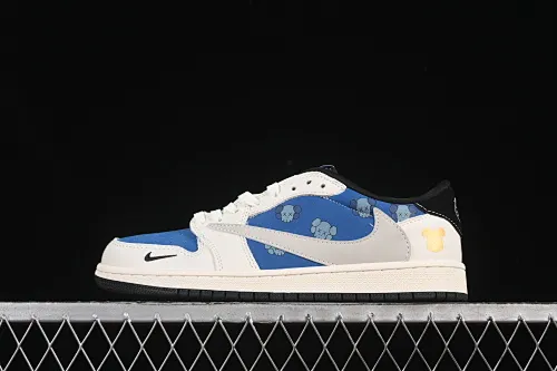 All Categories Air Jordan Jordan Series Basketball Shoes Air Jordan 1 Low High-end Customized Low-top Shoes Travis Scott x Fragment Design x Air Jordan 1 Low OG SP AJ1 Joe 1 Violent Bear Joint Gray-Blue Cartoon Low-top Cultural Casual Shoes XS2024-053